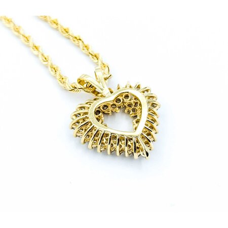 Pendant Heart W/Rope Chain 1.50ctw Round Diamond 14ky 30x24.5mm 16" 16.3g 225010028