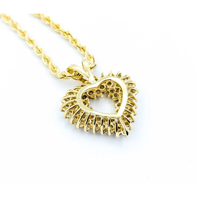 Pendant Heart W/Rope Chain 1.50ctw Round Diamond 14ky 30x24.5mm 16" 16.3g 225010028
