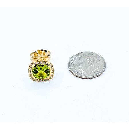 Earrings Stud .25ctw Round Diamonds Friction Back 4.80ctw Peridot 11.5mm 14ky 225014160