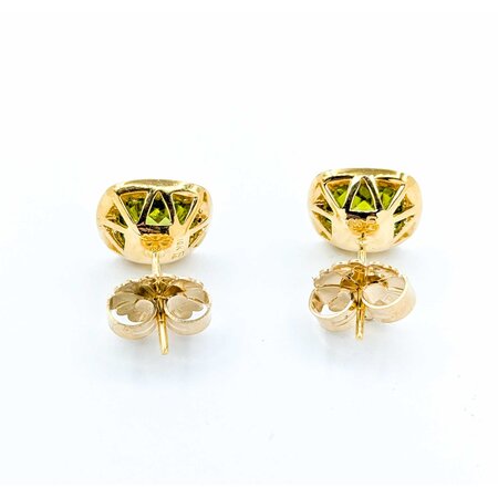 Earrings Stud .25ctw Round Diamonds Friction Back 4.80ctw Peridot 11.5mm 14ky 225014160