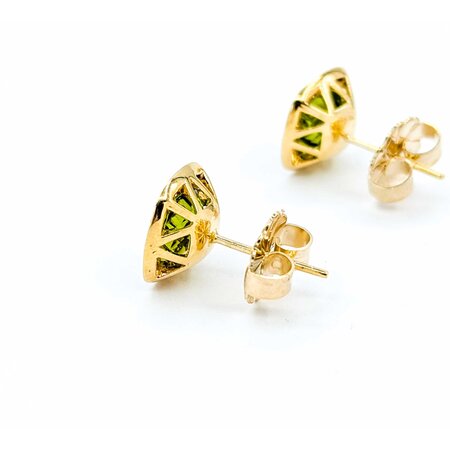 Earrings Stud .25ctw Round Diamonds Friction Back 4.80ctw Peridot 11.5mm 14ky 225014160