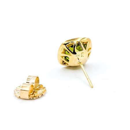 Earrings Stud .25ctw Round Diamonds Friction Back 4.80ctw Peridot 11.5mm 14ky 225014160