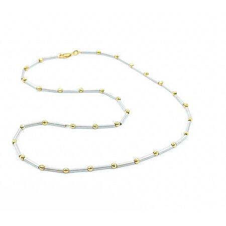 Necklace Tube and Bead 14ktt 17.25" 3mm 225012502