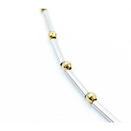 Necklace Tube and Bead 14ktt 17.25" 3mm 225012502