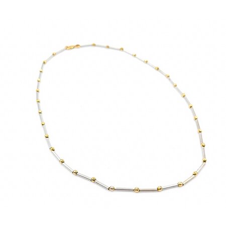 Necklace Tube and Bead 14ktt 17.25" 3mm 225012502