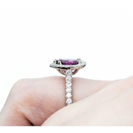 Ring Diamond Halo .64ctw Round Diamonds 1.56ct Ruby 14kw 12x9mm Sz4.25 3.37g 225010057