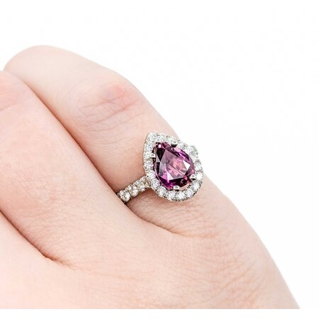Ring Diamond Halo .64ctw Round Diamonds 1.56ct Ruby 14kw 12x9mm Sz4.25 3.37g 225010057