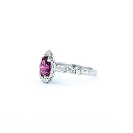 Ring Diamond Halo .64ctw Round Diamonds 1.56ct Ruby 14kw 12x9mm Sz4.25 3.37g 225010057