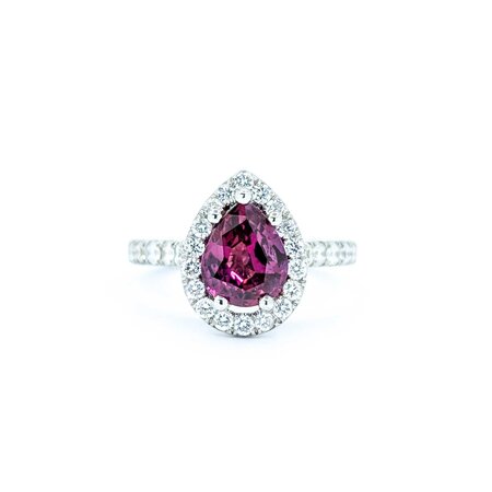 Ring Diamond Halo .64ctw Round Diamonds 1.56ct Ruby 14kw 12x9mm Sz4.25 3.37g 225010057