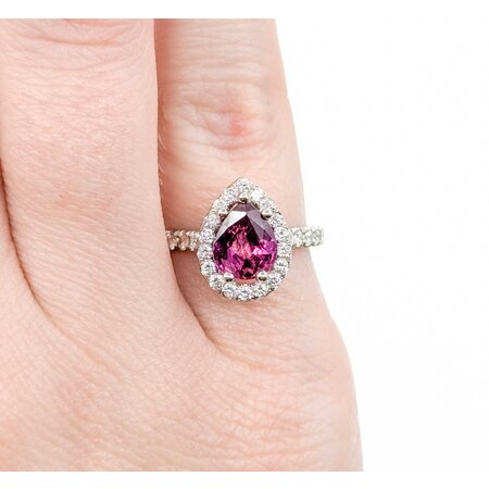 Ring Diamond Halo .64ctw Round Diamonds 1.56ct Ruby 14kw 12x9mm Sz4.25 3.37g 225010057