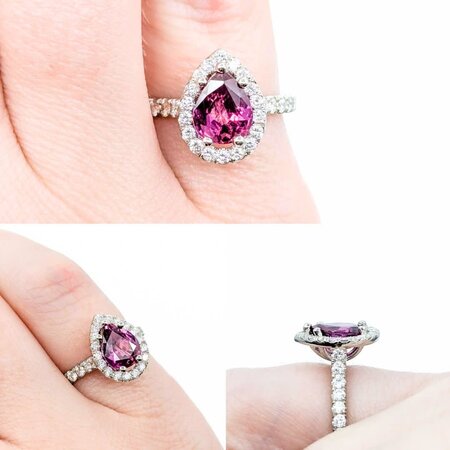 Ring Diamond Halo .64ctw Round Diamonds 1.56ct Ruby 14kw 12x9mm Sz4.25 3.37g 225010057