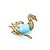 Brooch Swan Design 18x13mm Robins Egg Turquoise .03ct Ruby 18ky 1.5x1.5" 9.5g 225010075