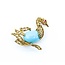 Brooch Swan Design 18x13mm Robins Egg Turquoise .03ct Ruby 18ky 1.5x1.5" 9.5g 225010075