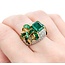 Ring Cocktail Ribbon 1.72ctw Round Diamonds 3.10ct Emerald 1.00ctw Accent Emeralds 18ky .6x1" Sz7 12.19g 225010055
