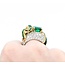 Ring Cocktail Ribbon 1.72ctw Round Diamonds 3.10ct Emerald 1.00ctw Accent Emeralds 18ky .6x1" Sz7 12.19g 225010055
