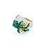 Ring Cocktail Ribbon 1.72ctw Round Diamonds 3.10ct Emerald 1.00ctw Accent Emeralds 18ky .6x1" Sz7 12.19g 225010055