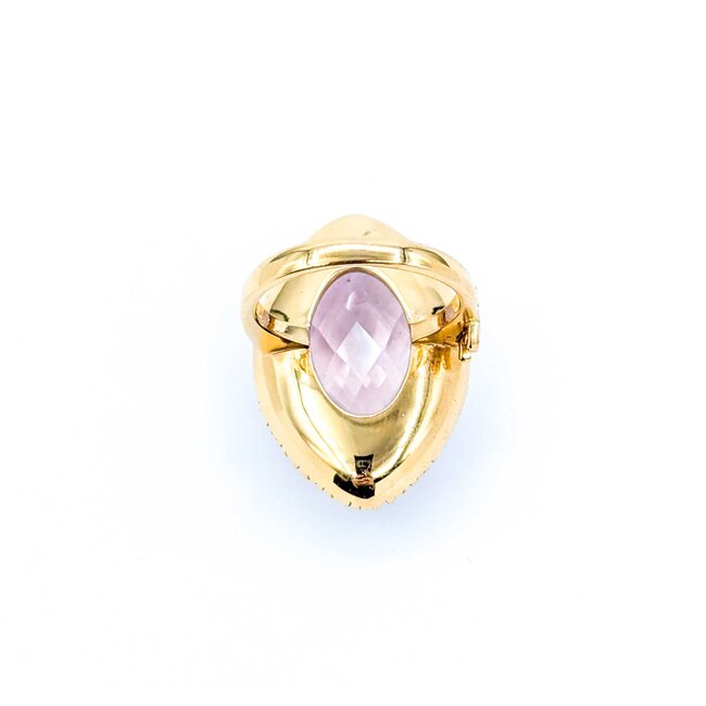 Ring Cocktail Diamond Halo .28ctw Round Diamonds 15ct Pastel Purple Marquise Checkerboad Cut Amethyst 14kr 1.2x.8" Sz5.5 13.93g 225010062