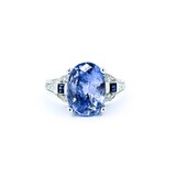  Ring Milgrain .03ctw Round Diamonds 4.85ct Pastel Blue GIA Unheated Sapphire .08ctw Accent Sapphires 14kw 11.4mm Sz4.75 3.70g 225010061