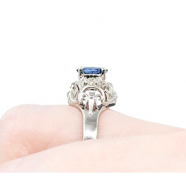 Ring Filigree .11ctw Round Diamonds 1.00ct Sapphire 900pt 11.5x10 Sz6 6.12g 225010072