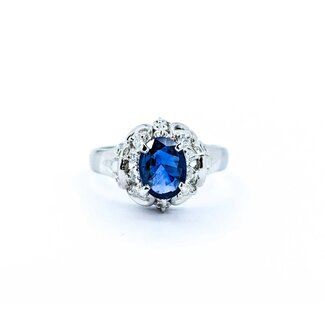 Ring Filigree .11ctw Round Diamonds 1.00ct Sapphire 900pt 11.5x10 Sz6 6.12g 225010072