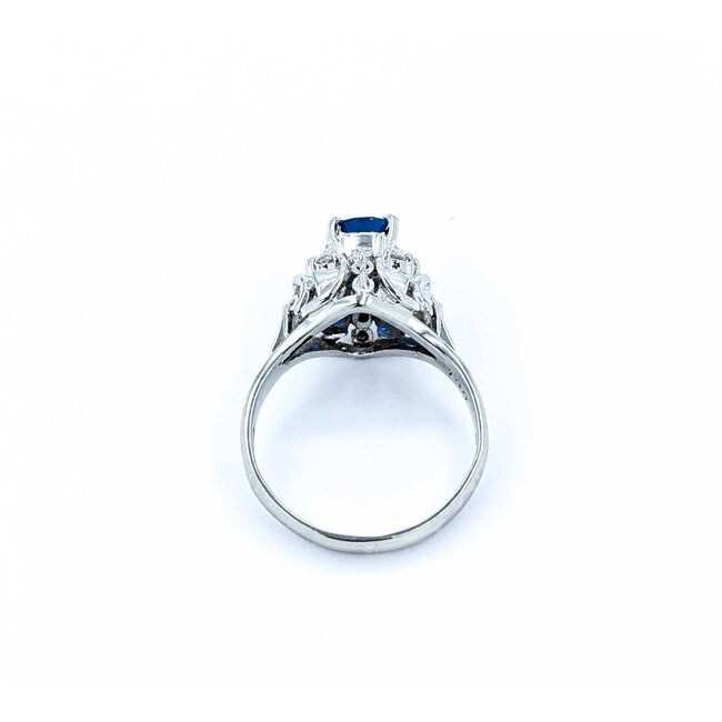 Ring Filigree .11ctw Round Diamonds 1.00ct Sapphire 900pt 11.5x10 Sz6 6.12g 225010072