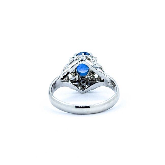 Ring Filigree .11ctw Round Diamonds 1.00ct Sapphire 900pt 11.5x10 Sz6 6.12g 225010072