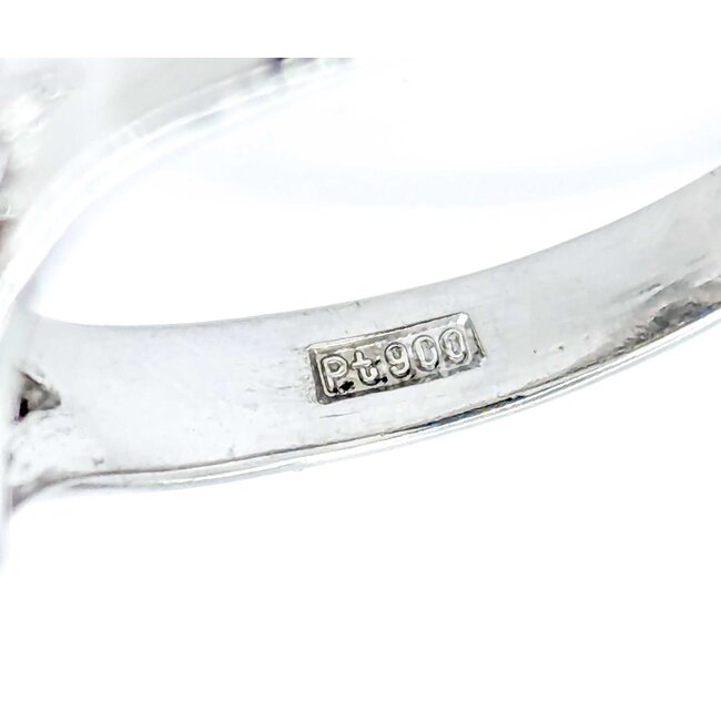 Ring Filigree .11ctw Round Diamonds 1.00ct Sapphire 900pt 11.5x10 Sz6 6.12g 225010072