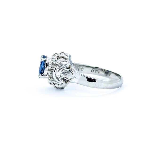Ring Filigree .11ctw Round Diamonds 1.00ct Sapphire 900pt 11.5x10 Sz6 6.12g 225010072