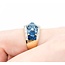 Ring Enamel Turquoise .10ctw Round Diamonds 14ky 12.6mm sz7 7.49g 225010040