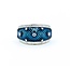 Ring Enamel Turquoise .10ctw Round Diamonds 14ky 12.6mm sz7 7.49g 225010040