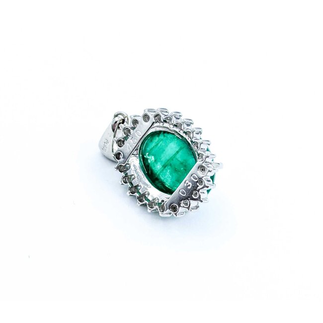 Pendant Drop .30ctw Round Diamonds 4.50ct Cabochon Emerald 900pt .8x.5" 4g 125020004
