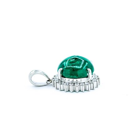 Pendant Drop .30ctw Round Diamonds 4.50ct Cabochon Emerald 900pt .8x.5" 4g 125020004