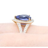  Ring Diamond Halo .35ctw Round Diamonds 4.75ct Blue Tanzanite 14yg .6x.5" Sz9 5.11g 225010058