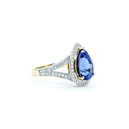 Ring Diamond Halo .35ctw Round Diamonds 4.75ct Blue Tanzanite 14yg .6x.5" Sz9 5.11g 225010058