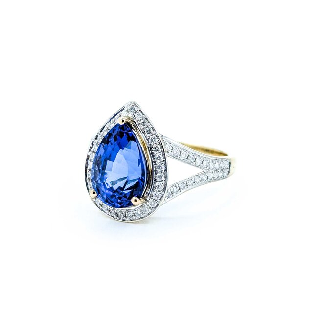 Ring Diamond Halo .35ctw Round Diamonds 4.75ct Blue Tanzanite 14yg .6x.5" Sz9 5.11g 225010058