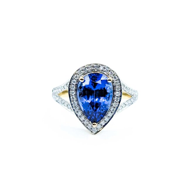 Ring Diamond Halo .35ctw Round Diamonds 4.75ct Blue Tanzanite 14yg .6x.5" Sz9 5.11g 225010058
