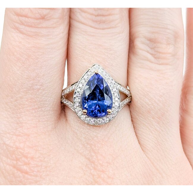 Ring Diamond Halo .35ctw Round Diamonds 4.75ct Blue Tanzanite 14yg .6x.5" Sz9 5.11g 225010058