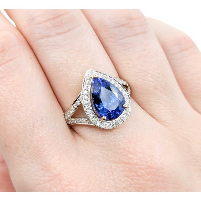 Ring Diamond Halo .35ctw Round Diamonds 4.75ct Blue Tanzanite 14yg .6x.5" Sz9 5.11g 225010058
