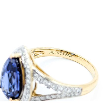 Ring Diamond Halo .35ctw Round Diamonds 4.75ct Blue Tanzanite 14yg .6x.5" Sz9 5.11g 225010058