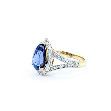 Ring Diamond Halo .35ctw Round Diamonds 4.75ct Blue Tanzanite 14yg .6x.5" Sz9 5.11g 225010058