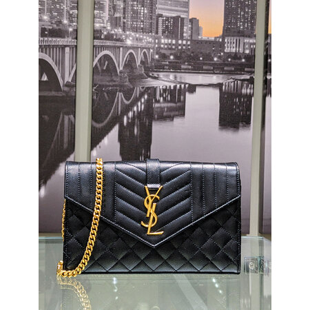 Wallet On Chain YSL Envelope Triquilt YSL in Grained Leather 125025030