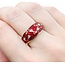 Ring Enamel Red .03ctw Round Diamonds 14ky 9.9mm sz8 5.4g 225010041