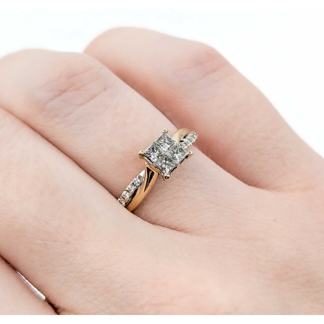 Ring Illusion Set .50ctw Princess Diamond 14kr 5mm Sz5 2.59g 225010039