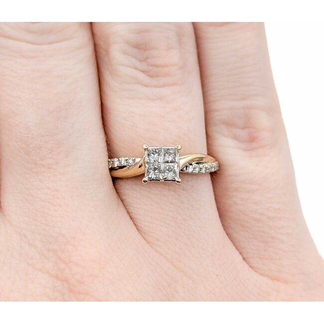 Ring Illusion Set .50ctw Princess Diamond 14kr 5mm Sz5 2.59g 225010039