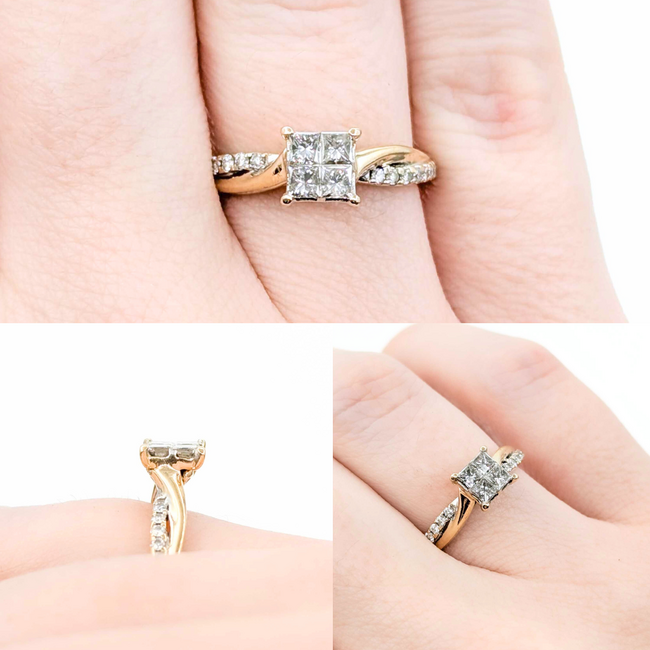 Ring Illusion Set .50ctw Princess Diamond 14kr 5mm Sz5 2.59g 225010039