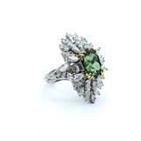  Ring Cocktail 3.82ctw Round, Marquise, Baguette Diamonds GIA 6.13ct Forest Green Demantoid Garnet 18kw 1.25x1" Sz6.5 11.58g 225010056