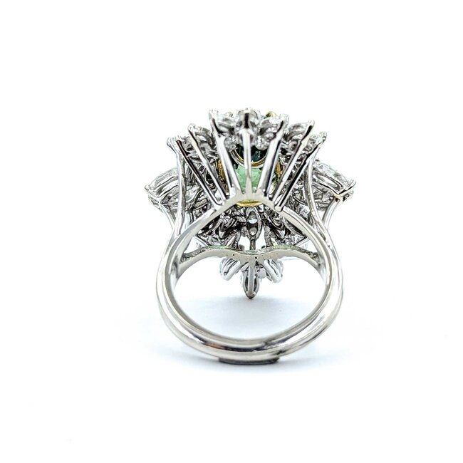 Ring Cocktail 3.82ctw Round, Marquise, Baguette Diamonds GIA 6.13ct Forest Green Demantoid Garnet 18kw 1.25x1" Sz6.5 11.58g 225010056