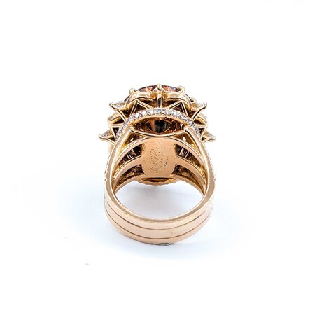 Ring Cocktail 2.00ctw Round & Marquise Diamonds 20ct Bi-Color (Yellow, Orange, Pink) Tourmaline 14kr 1.10x.95" Sz7.25 24.66g 225010053