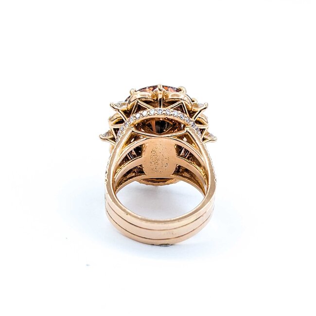 Ring Cocktail 2.00ctw Round & Marquise Diamonds 20ct Bi-Color (Yellow, Orange, Pink) Tourmaline 14kr 1.10x.95" Sz7.25 24.66g 225010053