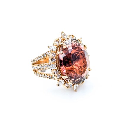 Ring Cocktail 2.00ctw Round & Marquise Diamonds 20ct Bi-Color (Yellow, Orange, Pink) Tourmaline 14kr 1.10x.95" Sz7.25 24.66g 225010053